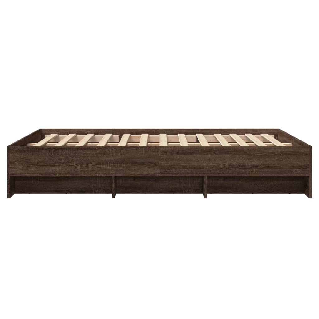 Bedframe zonder matras bewerkt hout bruin eikenkleur 140x190 cm is nu te koop bij PeponiXL, paradijselijk wonen!