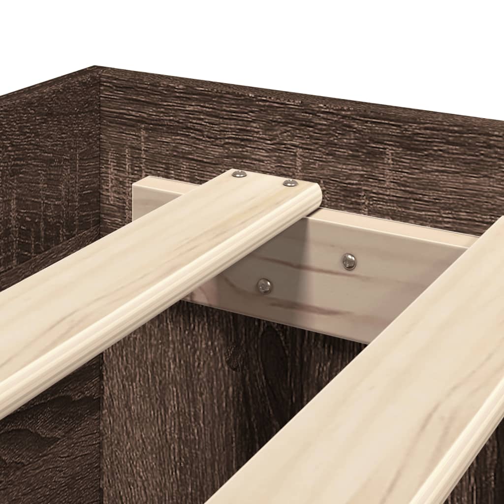 Bedframe zonder matras bewerkt hout bruin eikenkleur 140x190 cm is nu te koop bij PeponiXL, paradijselijk wonen!