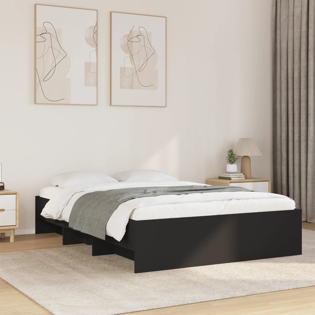 Bedframe bewerkt hout zwart 135x190 cm is nu te koop bij PeponiXL, paradijselijk wonen!