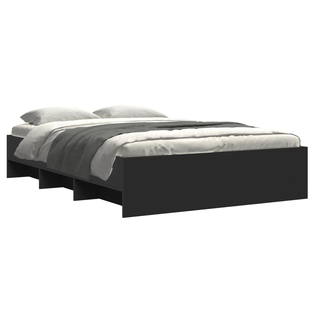 Bedframe bewerkt hout zwart 135x190 cm is nu te koop bij PeponiXL, paradijselijk wonen!