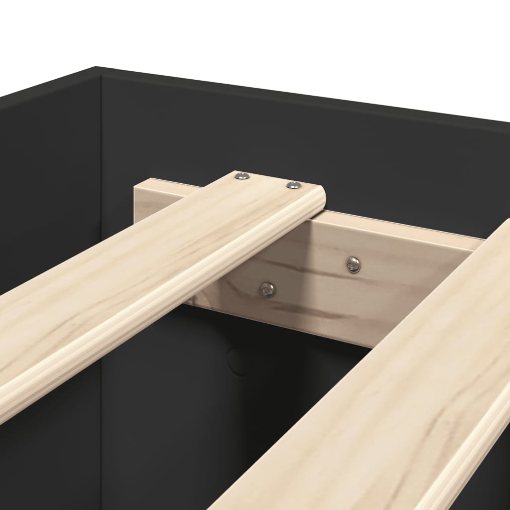 Bedframe bewerkt hout zwart 135x190 cm is nu te koop bij PeponiXL, paradijselijk wonen!