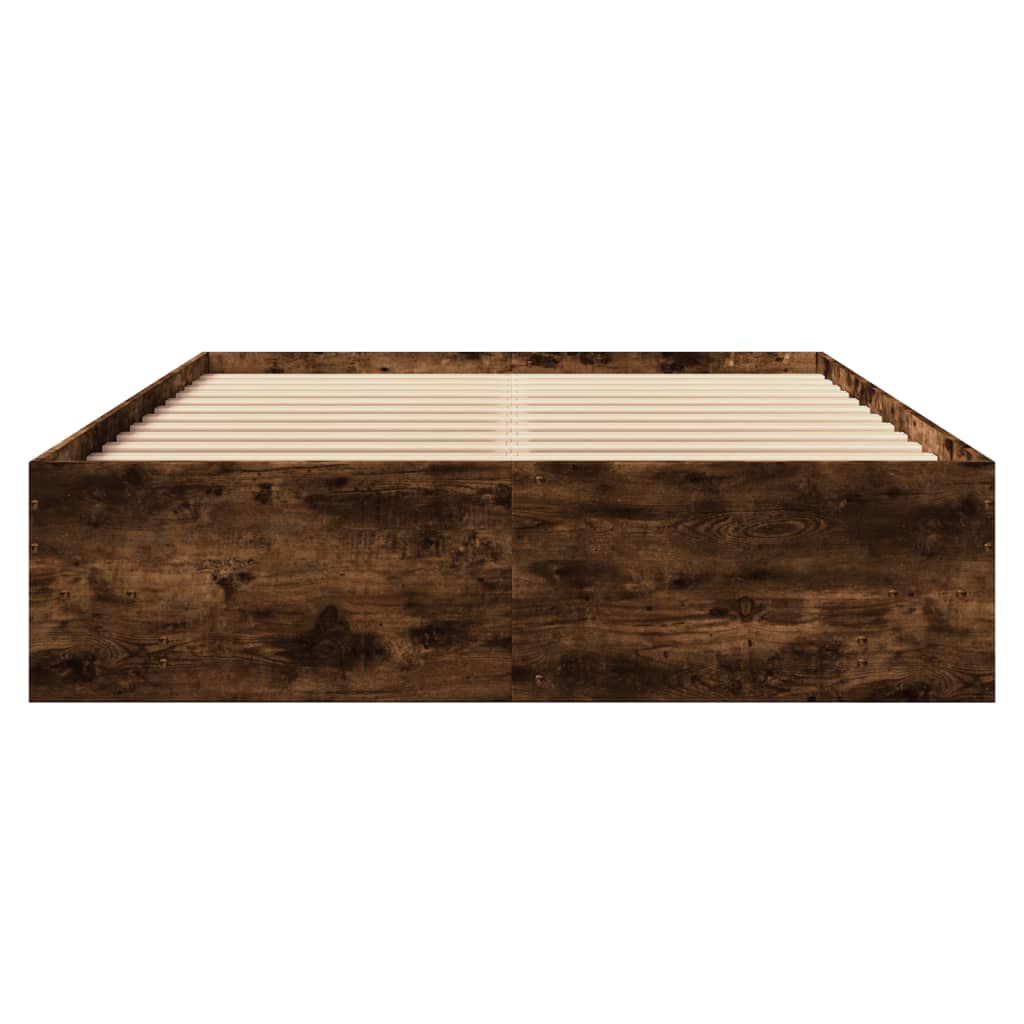 Bedframe bewerkt hout gerookt eikenkleurig 135x190 cm is nu te koop bij PeponiXL, paradijselijk wonen!