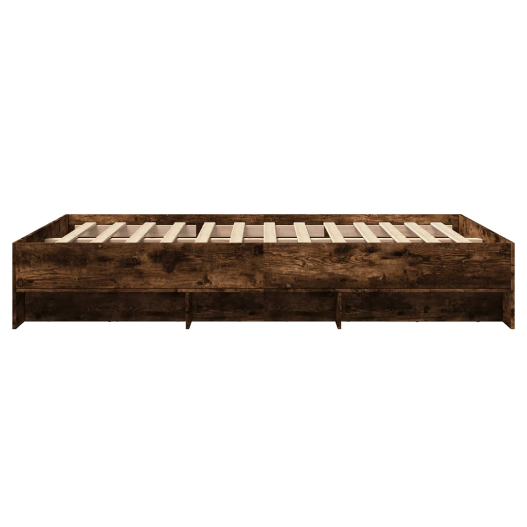 Bedframe bewerkt hout gerookt eikenkleurig 135x190 cm is nu te koop bij PeponiXL, paradijselijk wonen!