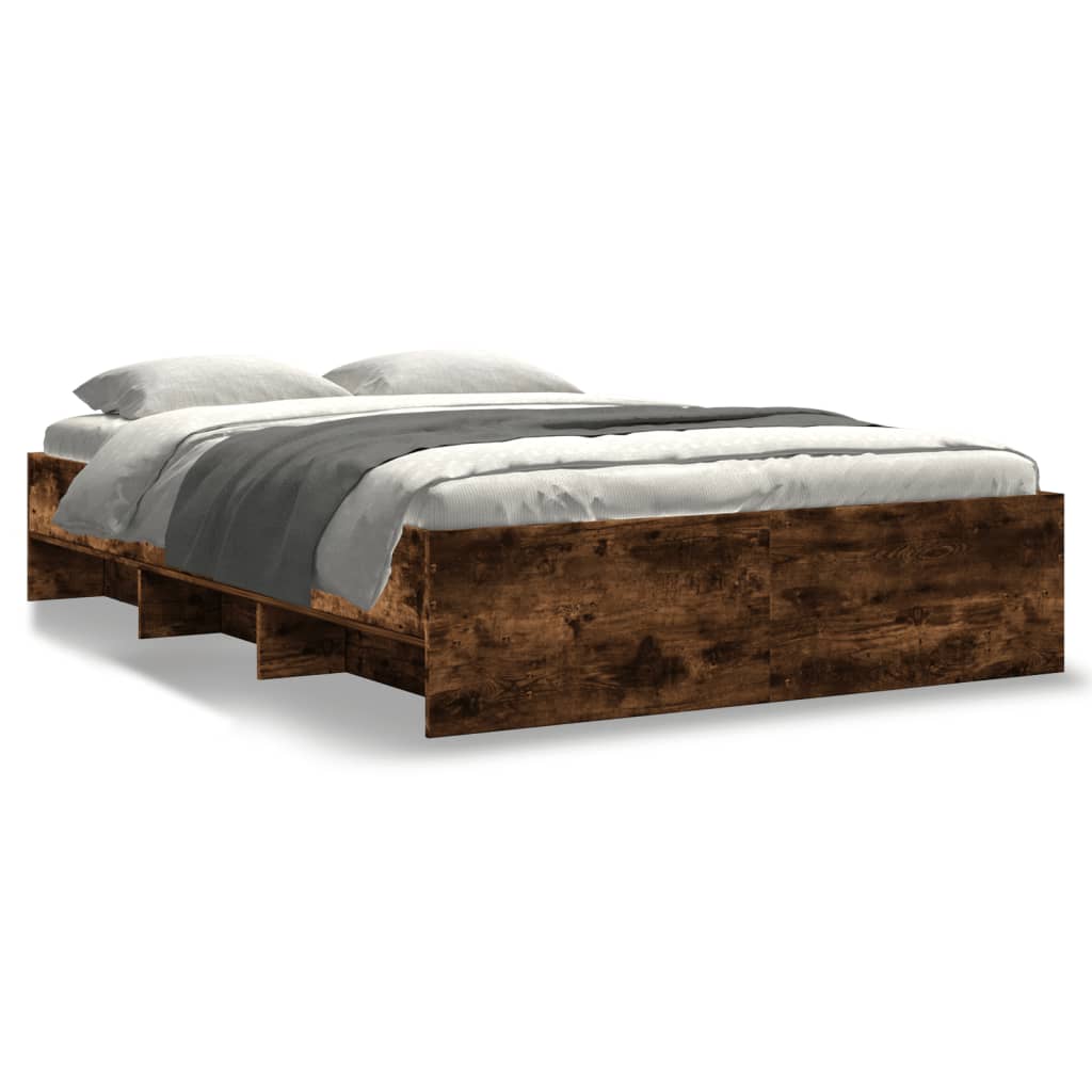 Bedframe bewerkt hout gerookt eikenkleurig 135x190 cm is nu te koop bij PeponiXL, paradijselijk wonen!
