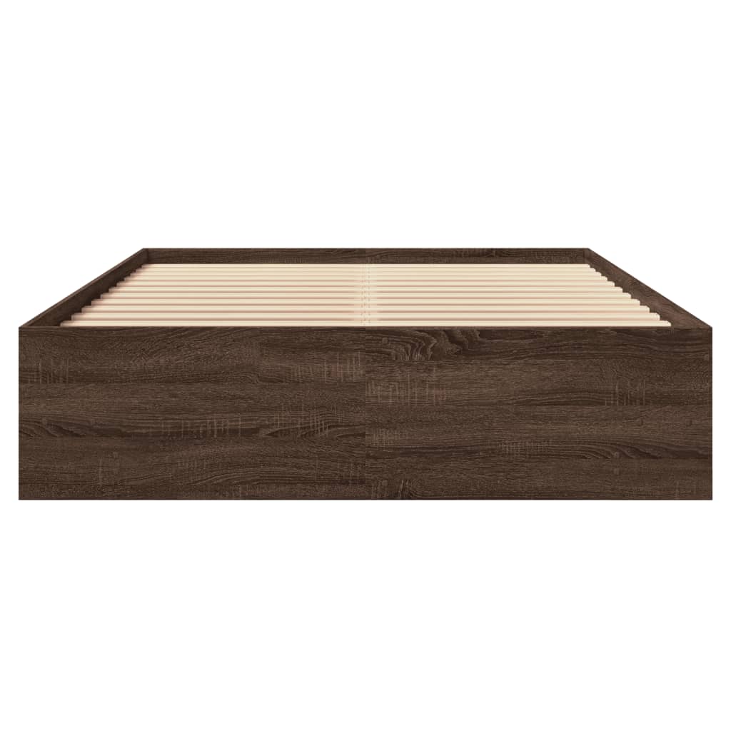Bedframe bewerkt hout bruin eikenkleur 135x190 cm is nu te koop bij PeponiXL, paradijselijk wonen!