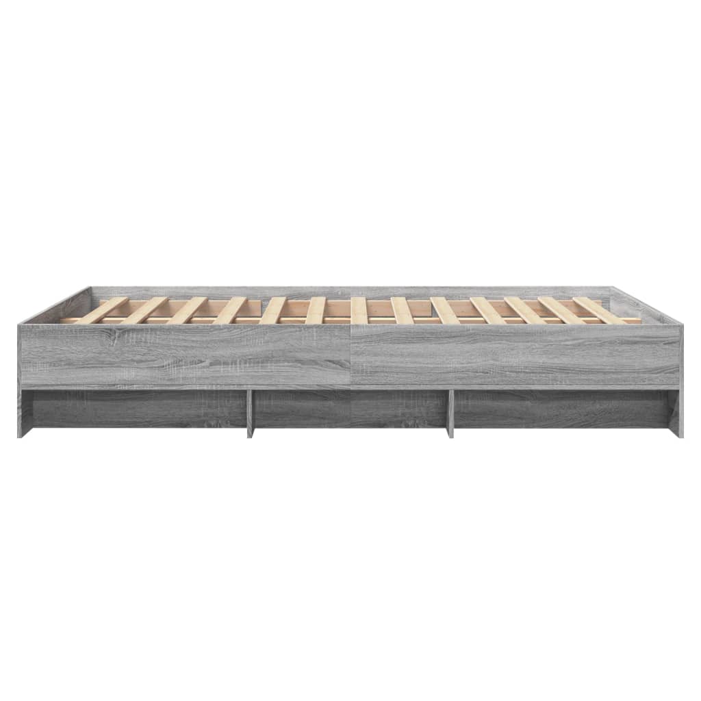 Bedframe bewerkt hout grijs sonoma eikenkleurig 120x190 cm is nu te koop bij PeponiXL, paradijselijk wonen!