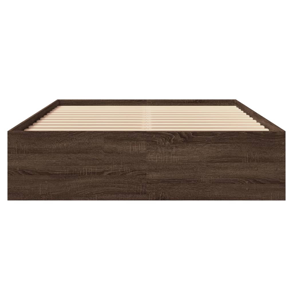 Bedframe zonder matras bewerkt hout bruin eikenkleur 120x190 cm is nu te koop bij PeponiXL, paradijselijk wonen!