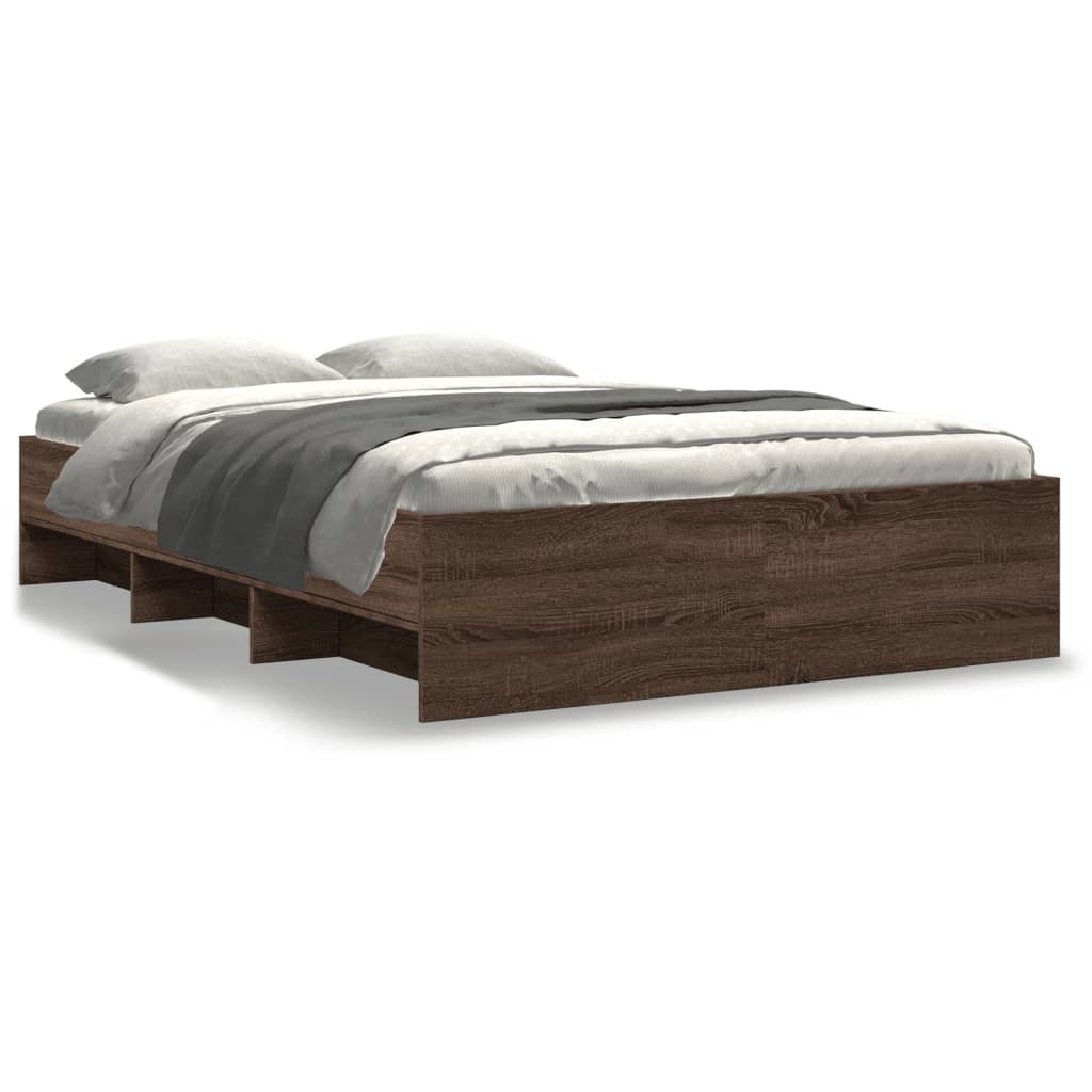 Bedframe zonder matras bewerkt hout bruin eikenkleur 120x190 cm is nu te koop bij PeponiXL, paradijselijk wonen!