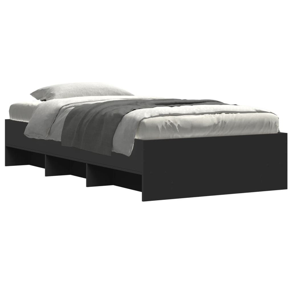 Bedframe bewerkt hout zwart 90x190 cm is nu te koop bij PeponiXL, paradijselijk wonen!