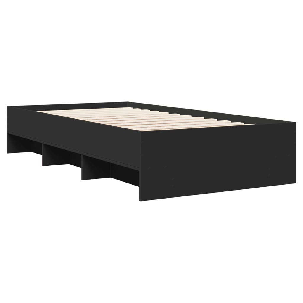 Bedframe bewerkt hout zwart 90x190 cm is nu te koop bij PeponiXL, paradijselijk wonen!