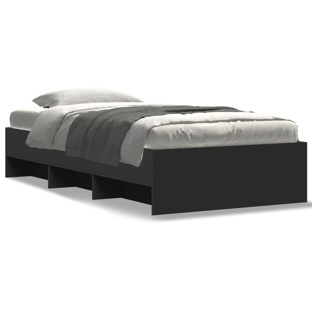 Bedframe bewerkt hout zwart 90x190 cm is nu te koop bij PeponiXL, paradijselijk wonen!