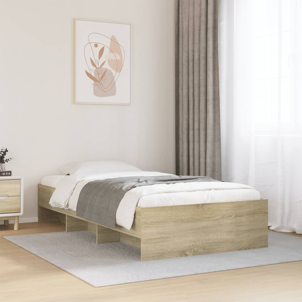Bedframe zonder matras hout sonoma eikenkleurig 90x190 cm is nu te koop bij PeponiXL, paradijselijk wonen!