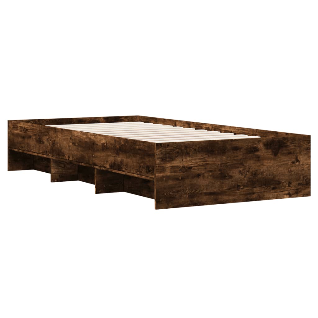 Bedframe zonder matras hout gerookt eikenkleurig 90x190 cm is nu te koop bij PeponiXL, paradijselijk wonen!
