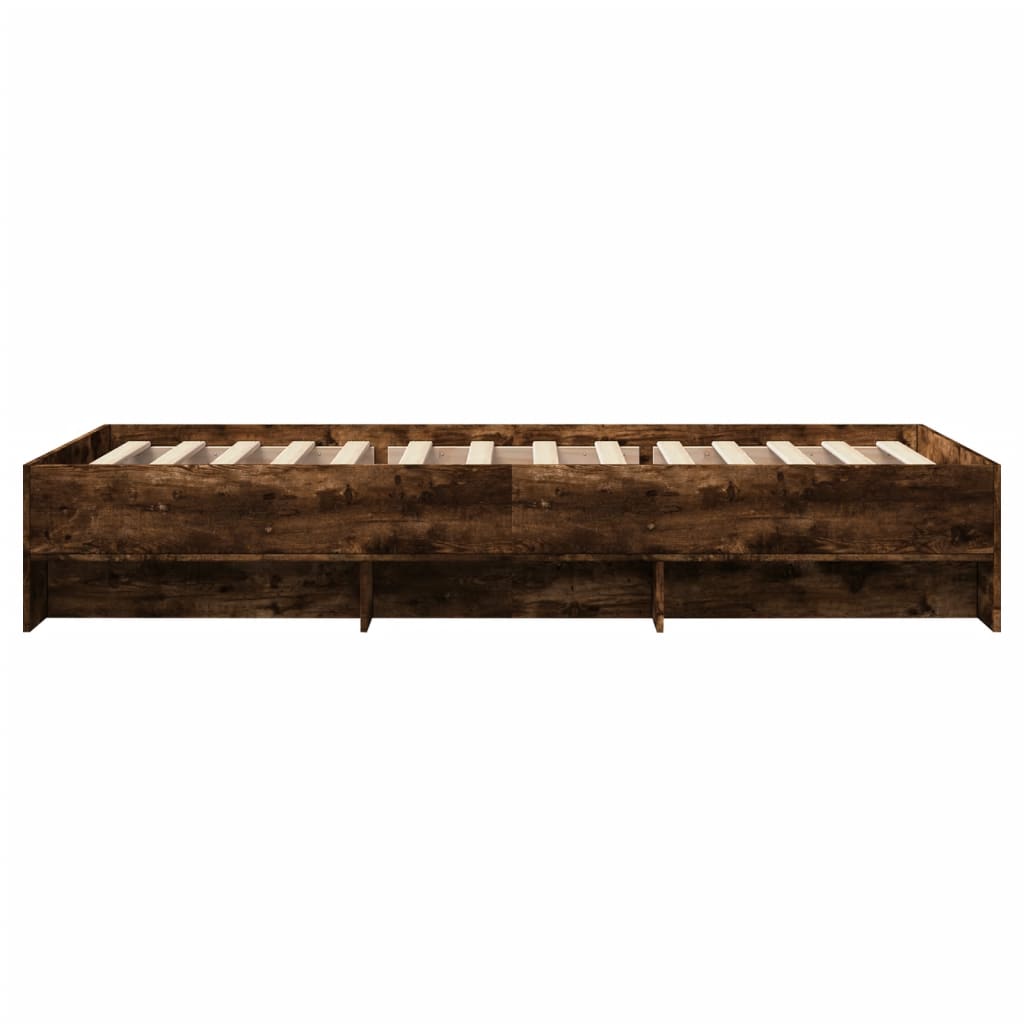 Bedframe zonder matras hout gerookt eikenkleurig 90x190 cm is nu te koop bij PeponiXL, paradijselijk wonen!