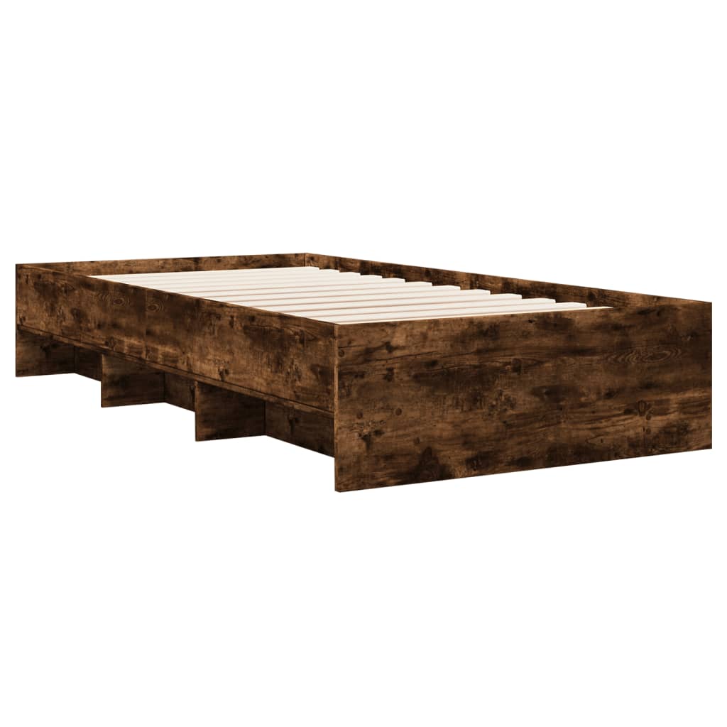 Bedframe zonder matras hout gerookt eikenkleurig 90x190 cm is nu te koop bij PeponiXL, paradijselijk wonen!