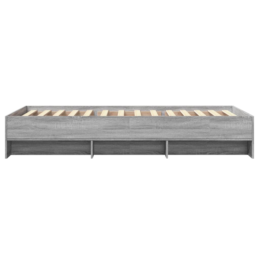 Bedframe bewerkt hout grijs sonoma eikenkleurig 90x190 cm is nu te koop bij PeponiXL, paradijselijk wonen!