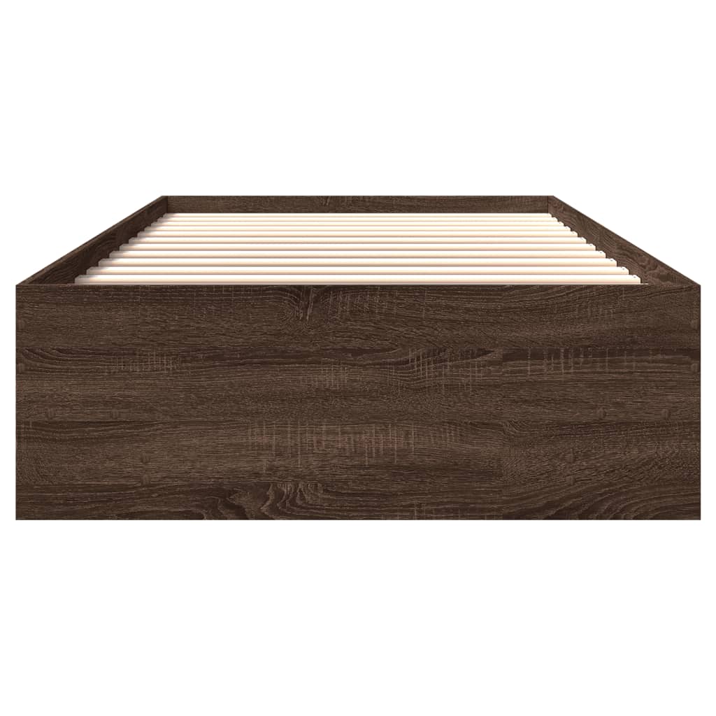 Bedframe zonder matras bewerkt hout bruin eikenkleur 90x190 cm is nu te koop bij PeponiXL, paradijselijk wonen!