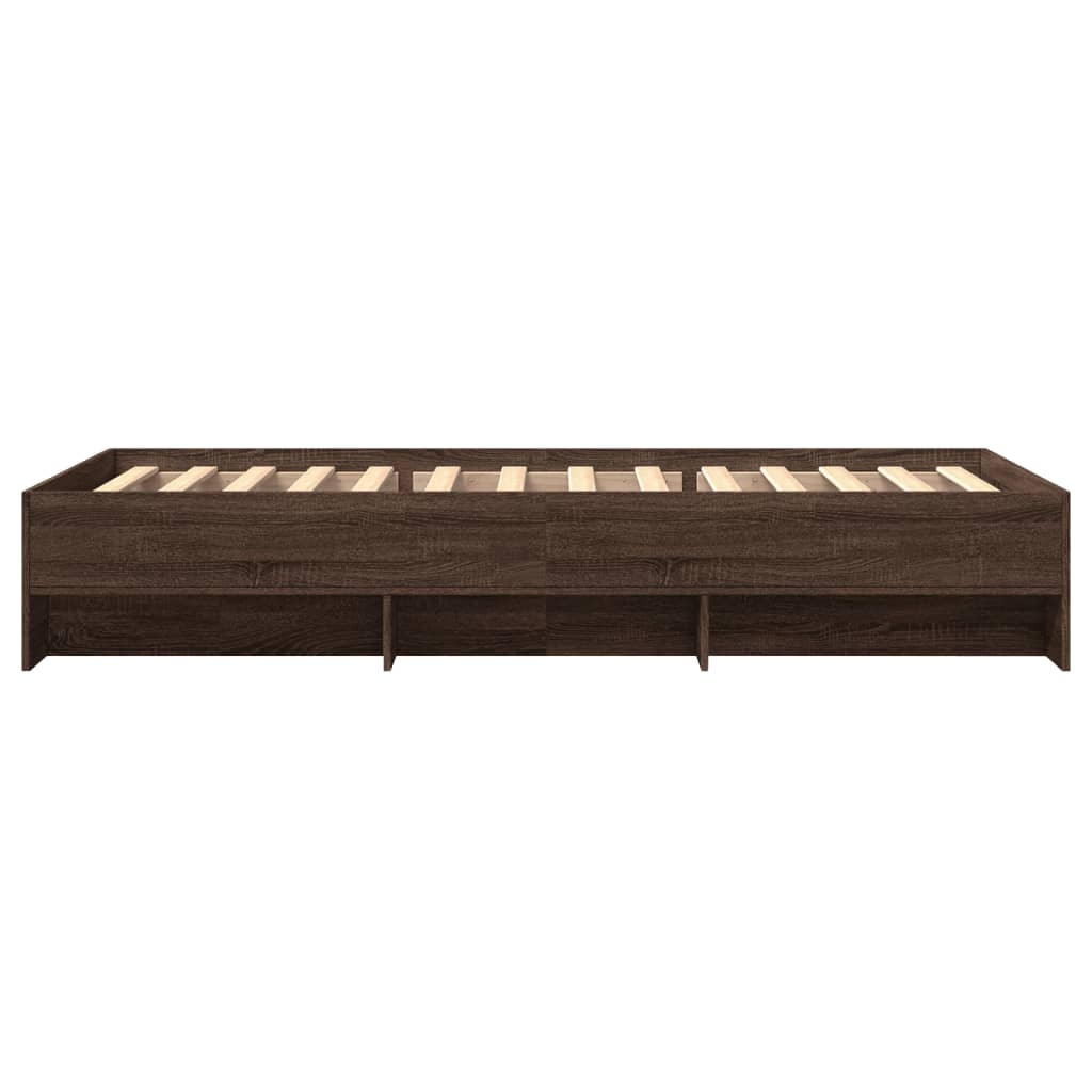 Bedframe zonder matras bewerkt hout bruin eikenkleur 90x190 cm is nu te koop bij PeponiXL, paradijselijk wonen!