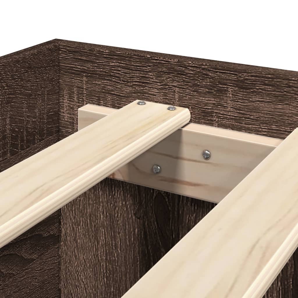 Bedframe zonder matras bewerkt hout bruin eikenkleur 90x190 cm is nu te koop bij PeponiXL, paradijselijk wonen!