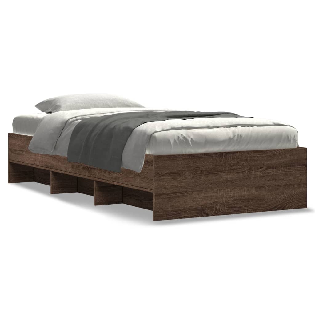 Bedframe zonder matras bewerkt hout bruin eikenkleur 90x190 cm is nu te koop bij PeponiXL, paradijselijk wonen!