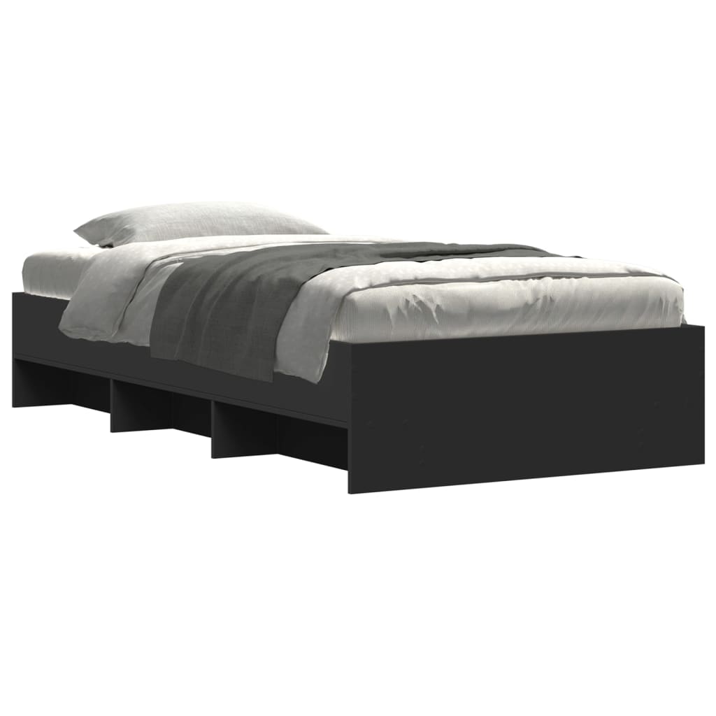 Bedframe bewerkt hout zwart 75x190 cm is nu te koop bij PeponiXL, paradijselijk wonen!