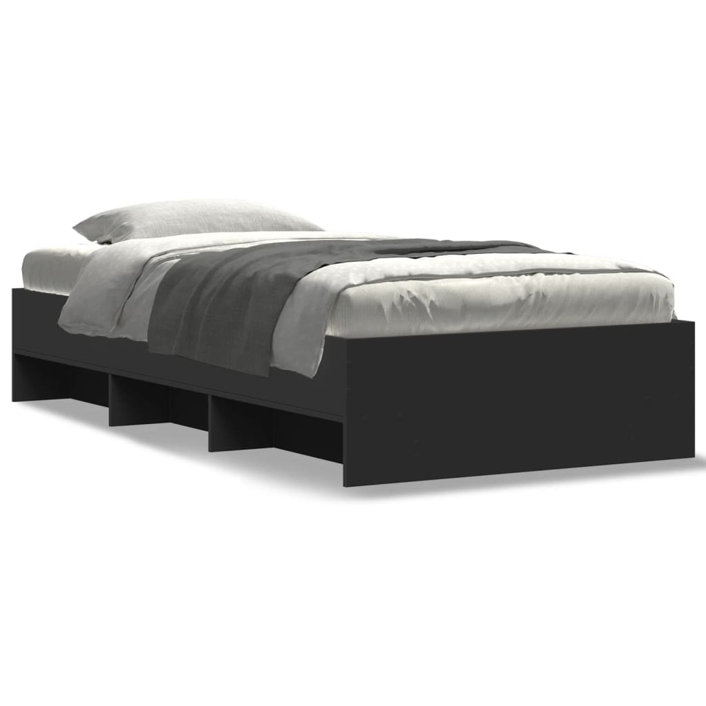 Bedframe bewerkt hout zwart 75x190 cm is nu te koop bij PeponiXL, paradijselijk wonen!