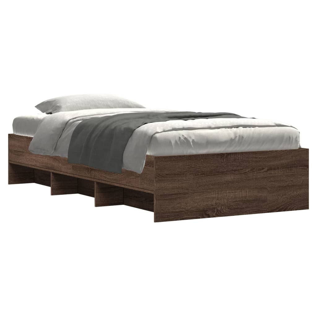Bedframe zonder matras bewerkt hout bruin eikenkleur 75x190 cm is nu te koop bij PeponiXL, paradijselijk wonen!