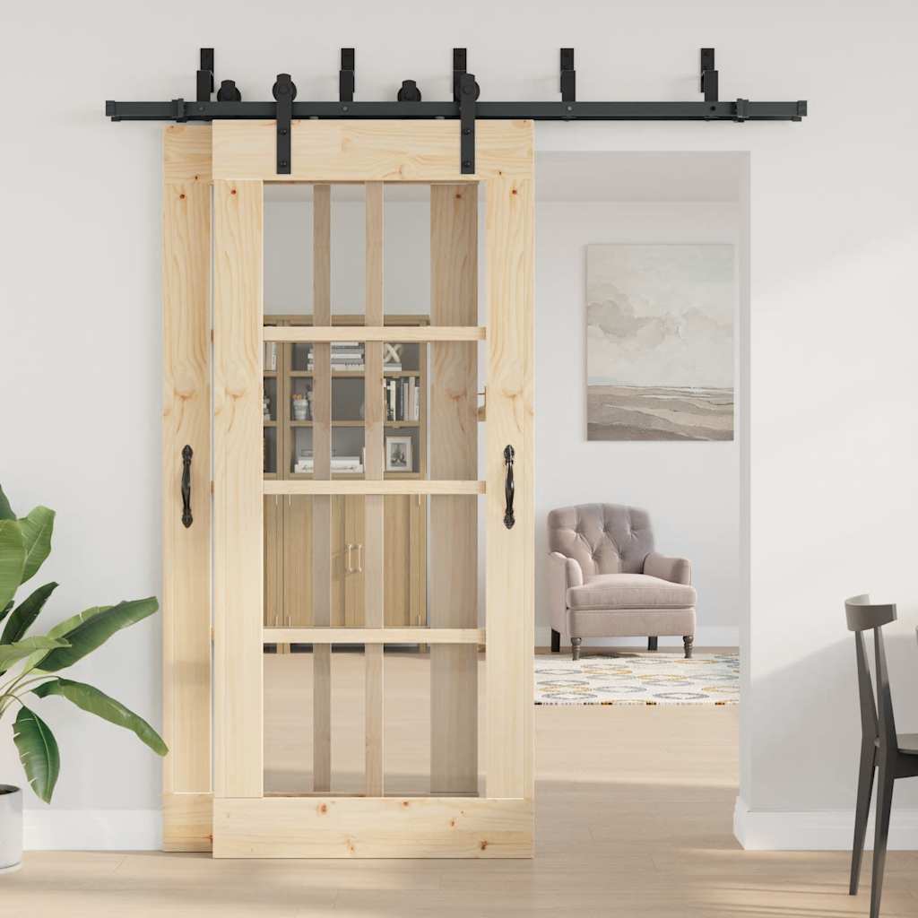 Doos met onderdelen voor schuifdeur 200 cm staal zwart is nu te koop bij PeponiXL, paradijselijk wonen!