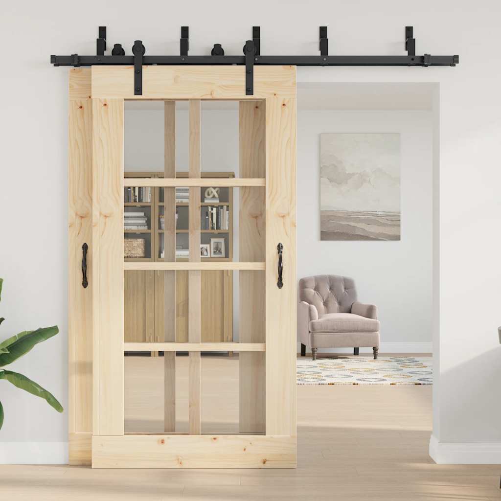 Doos met onderdelen voor schuifdeur 213,5 cm staal zwart is nu te koop bij PeponiXL, paradijselijk wonen!