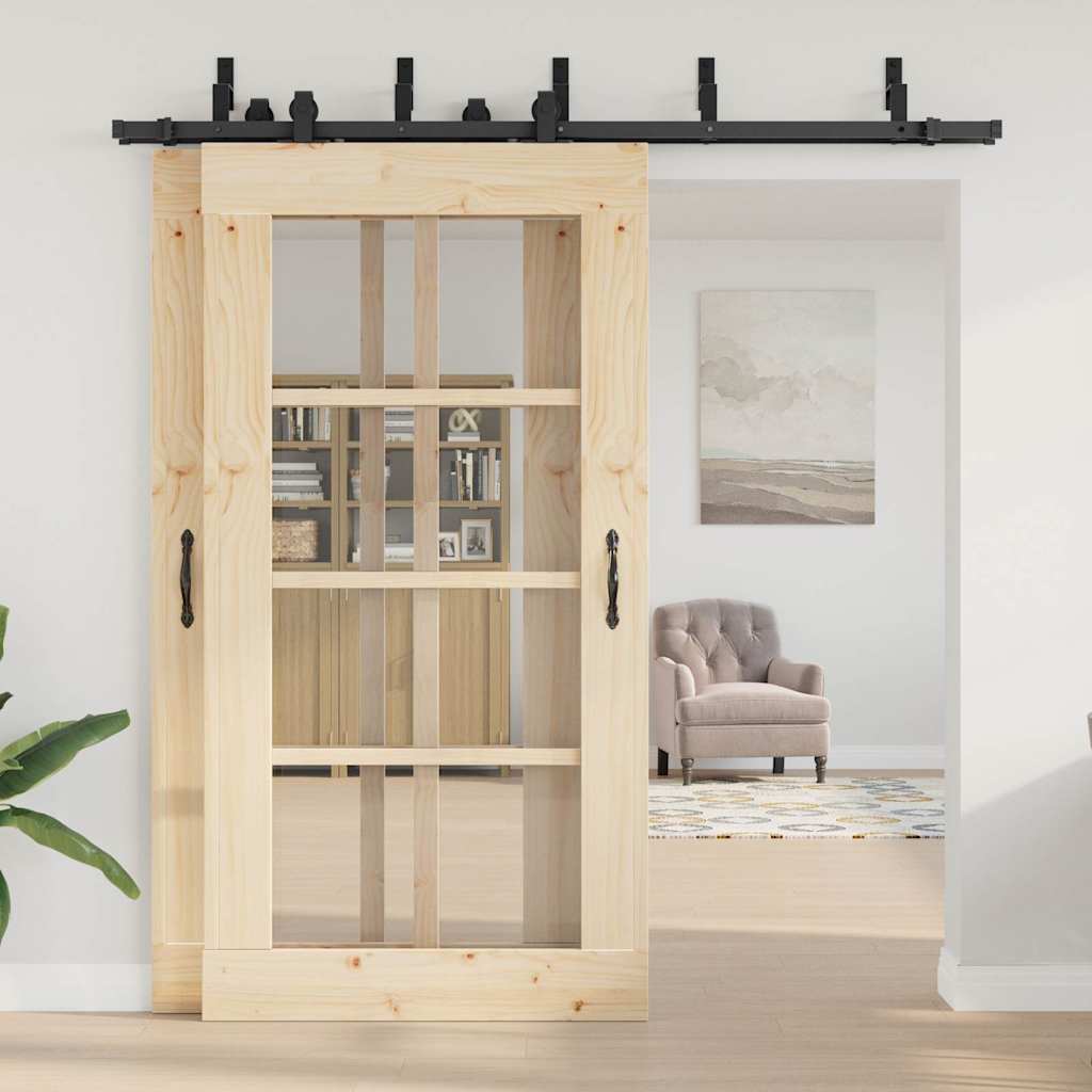 Doos met onderdelen voor schuifdeur 213,5 cm staal zwart is nu te koop bij PeponiXL, paradijselijk wonen!