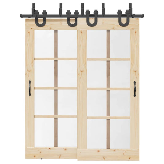 Doos met onderdelen voor schuifdeur 183 cm staal zwart is nu te koop bij PeponiXL, paradijselijk wonen!