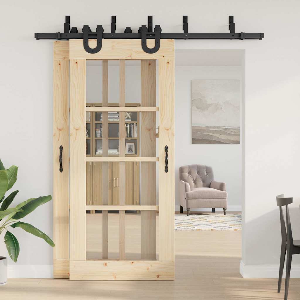 Doos met onderdelen voor schuifdeur 200 cm staal zwart is nu te koop bij PeponiXL, paradijselijk wonen!