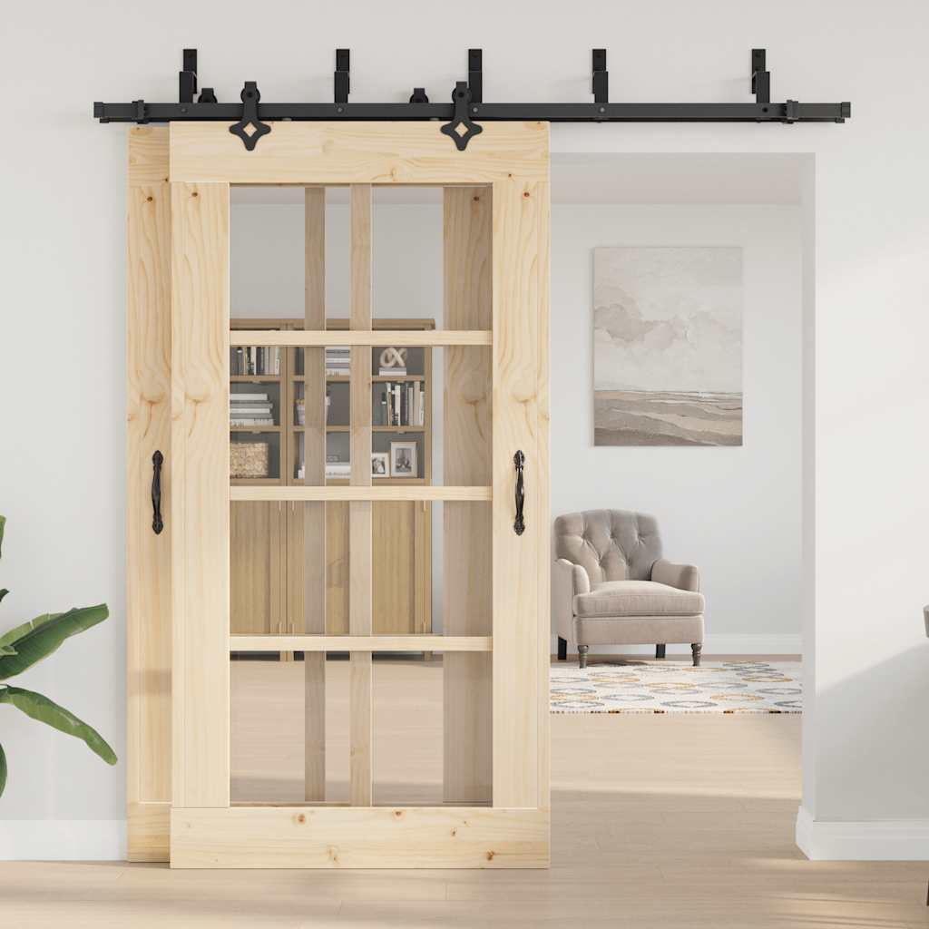 Doos met onderdelen voor schuifdeur 213,5 cm staal zwart is nu te koop bij PeponiXL, paradijselijk wonen!