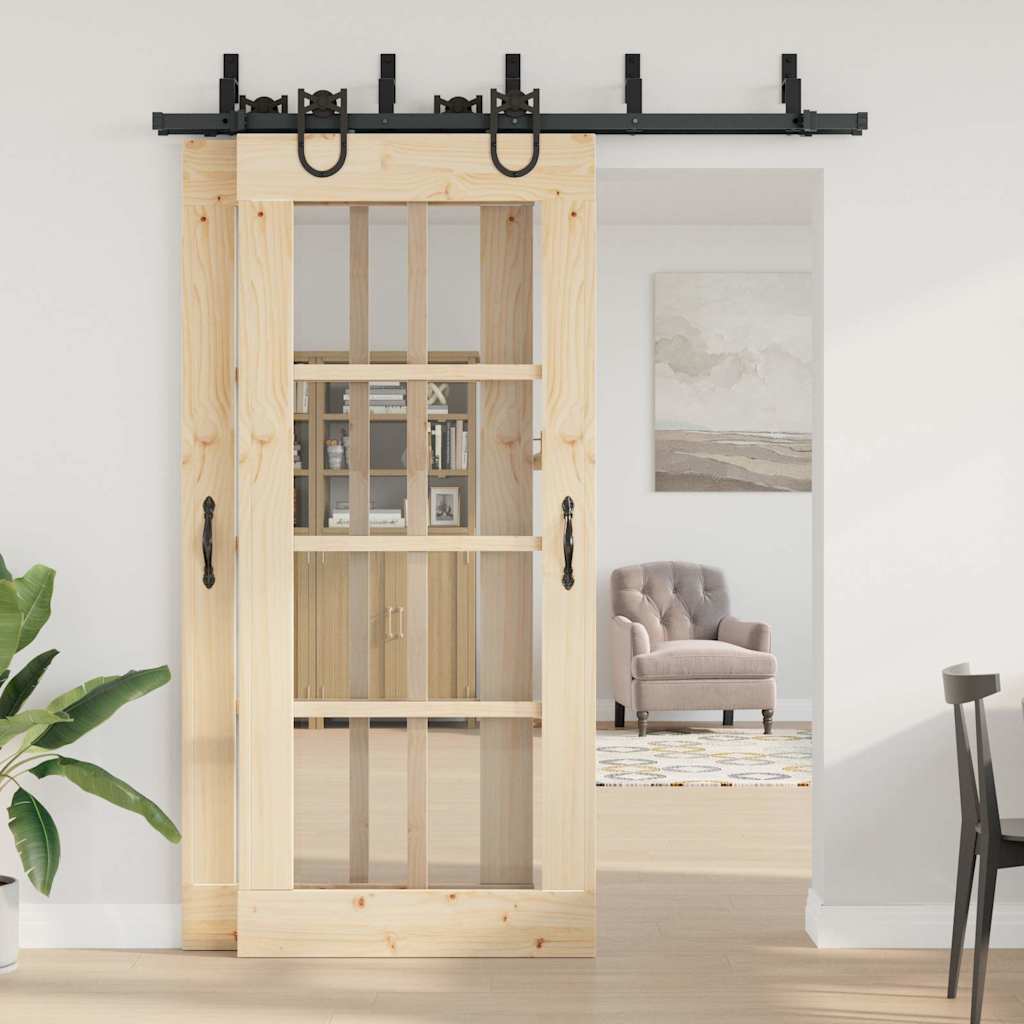 Doos met onderdelen voor schuifdeur 183 cm staal zwart is nu te koop bij PeponiXL, paradijselijk wonen!