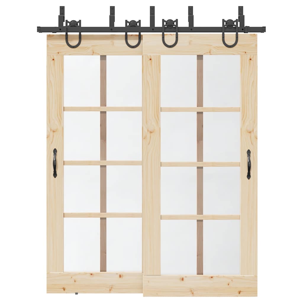 Doos met onderdelen voor schuifdeur 183 cm staal zwart is nu te koop bij PeponiXL, paradijselijk wonen!