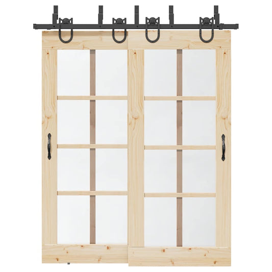 Doos met onderdelen voor schuifdeur 183 cm staal zwart is nu te koop bij PeponiXL, paradijselijk wonen!