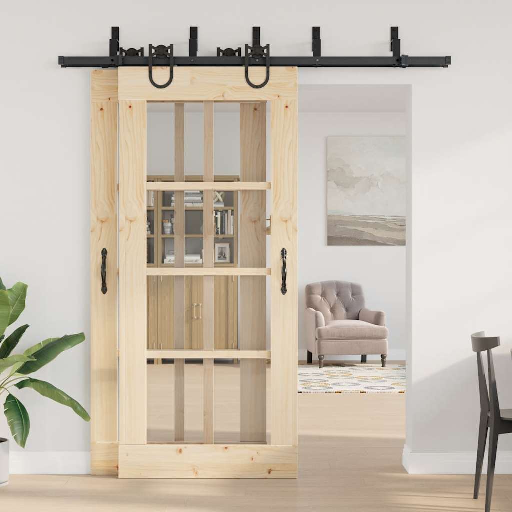 Doos met onderdelen voor schuifdeur 200 cm staal zwart is nu te koop bij PeponiXL, paradijselijk wonen!