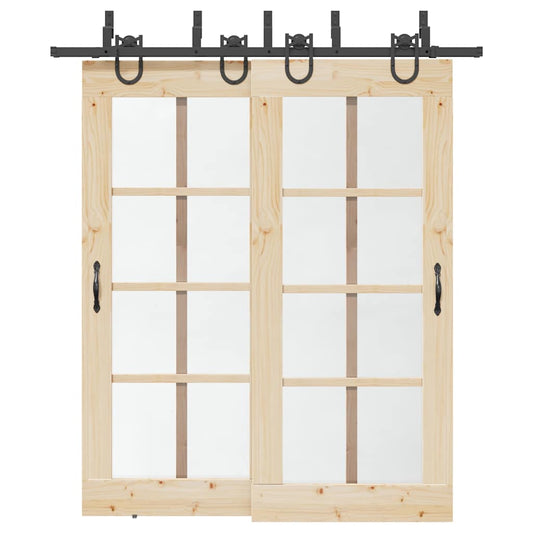 Doos met onderdelen voor schuifdeur 200 cm staal zwart is nu te koop bij PeponiXL, paradijselijk wonen!