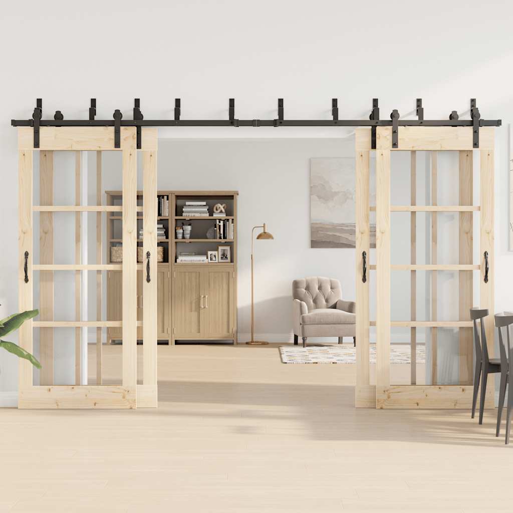 Doos met onderdelen voor schuifdeur 366 cm staal zwart is nu te koop bij PeponiXL, paradijselijk wonen!