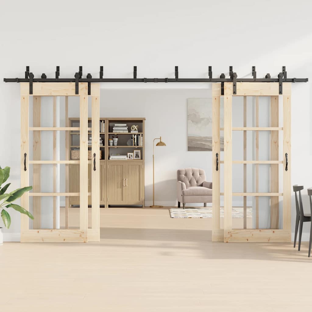 Doos met onderdelen voor schuifdeur 400 cm staal zwart is nu te koop bij PeponiXL, paradijselijk wonen!