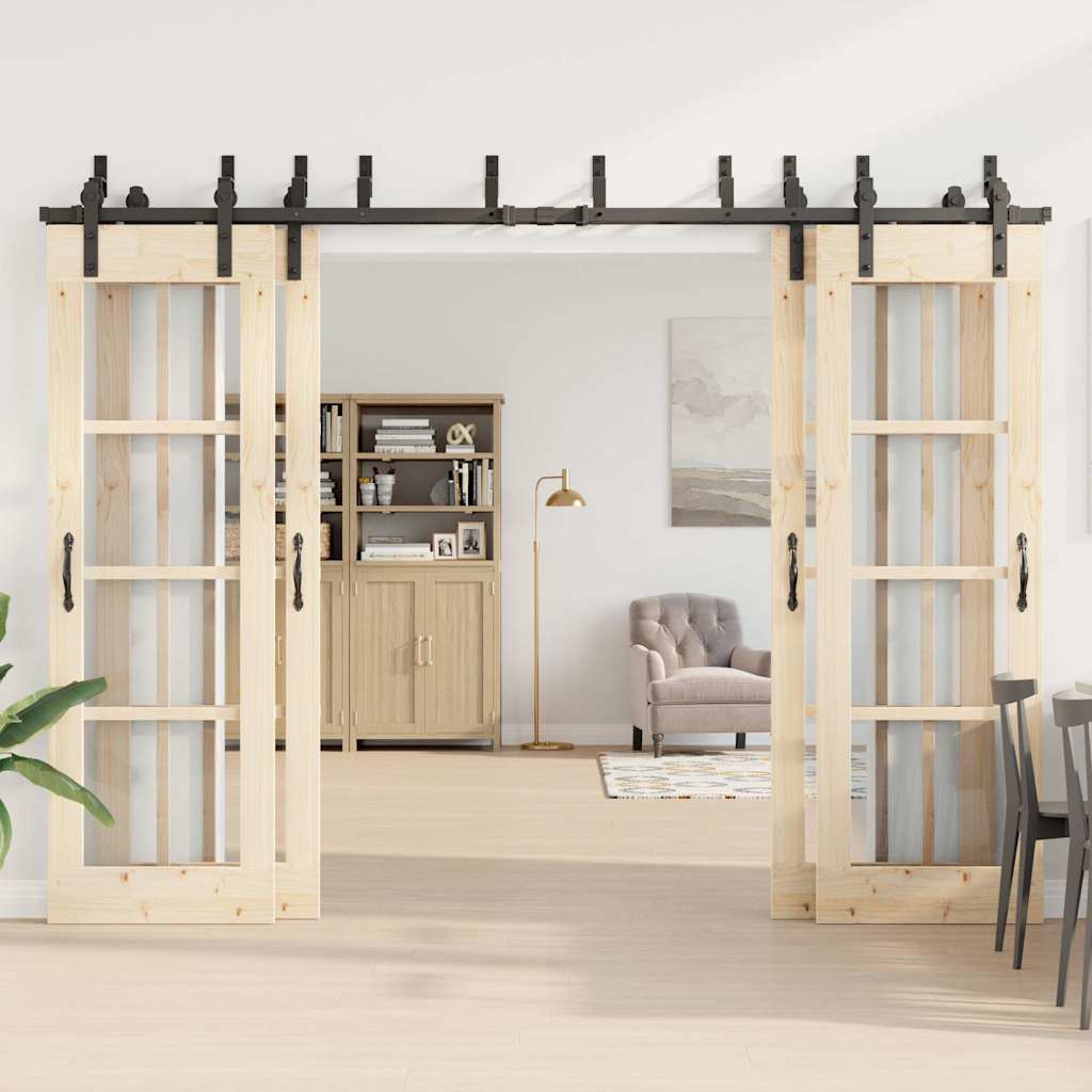 Doos met onderdelen voor schuifdeur 305 cm staal zwart is nu te koop bij PeponiXL, paradijselijk wonen!