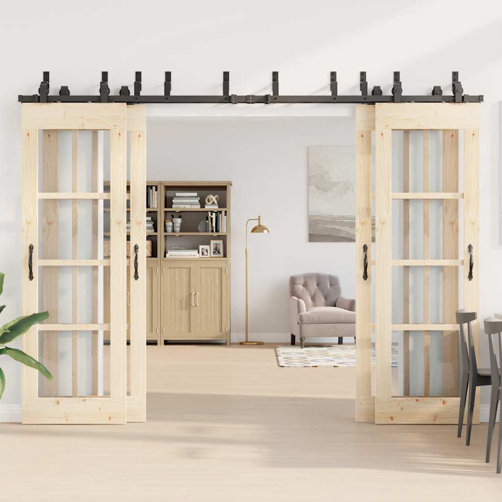 Doos met onderdelen voor schuifdeur 305 cm staal zwart is nu te koop bij PeponiXL, paradijselijk wonen!