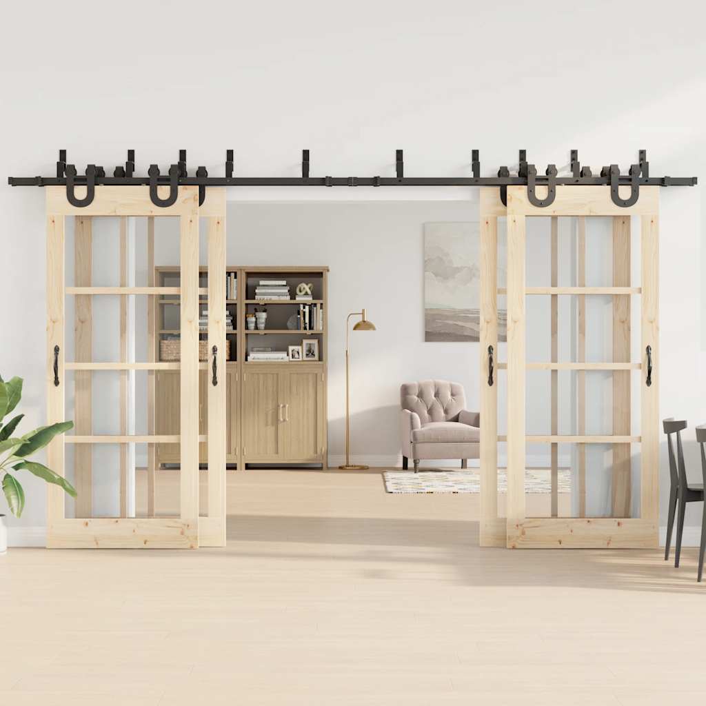 Doos met onderdelen voor schuifdeur 400 cm staal zwart is nu te koop bij PeponiXL, paradijselijk wonen!