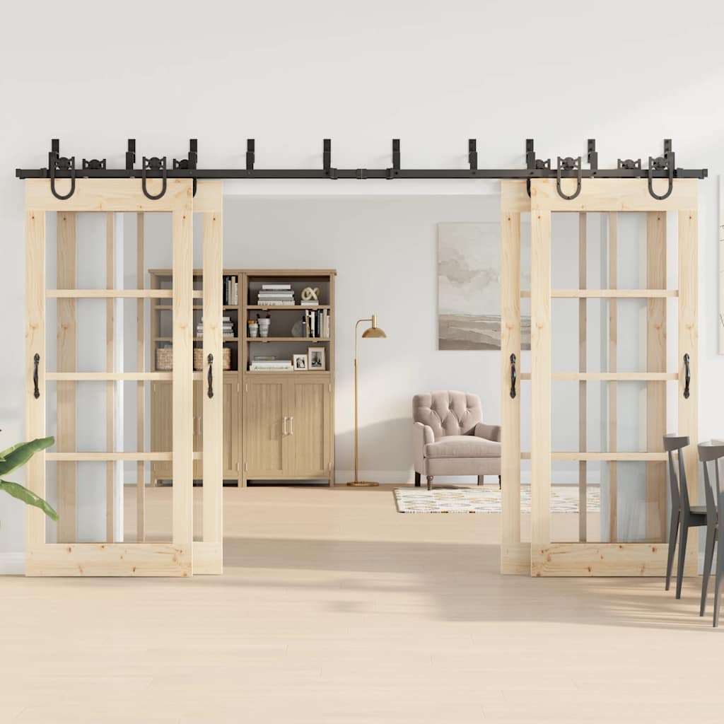 Doos met onderdelen voor schuifdeur 366 cm staal zwart is nu te koop bij PeponiXL, paradijselijk wonen!