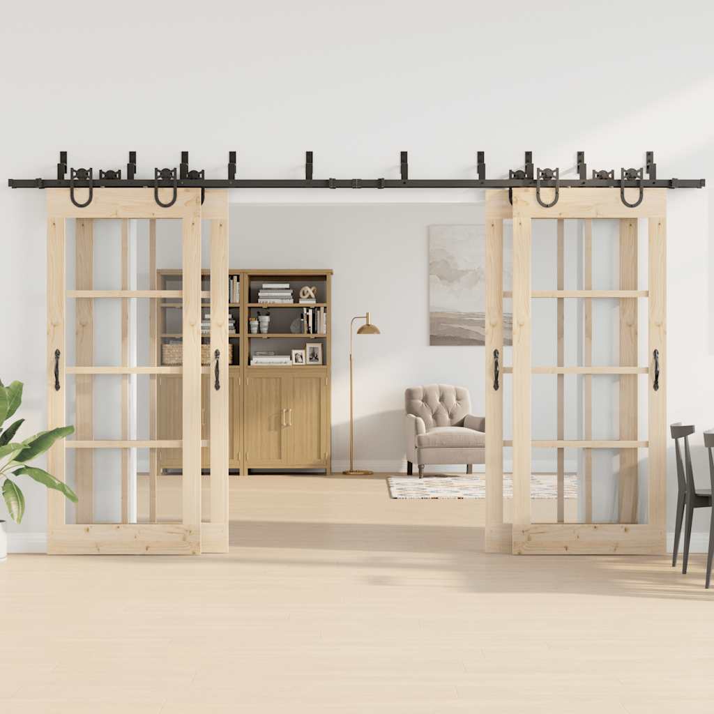 Doos met onderdelen voor schuifdeur 400 cm staal zwart is nu te koop bij PeponiXL, paradijselijk wonen!