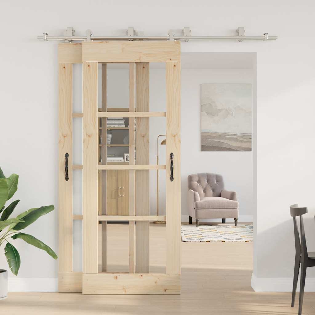 Schuifdeur onderdelenset 200 cm roestvrij staal zilverkleurig is nu te koop bij PeponiXL, paradijselijk wonen!