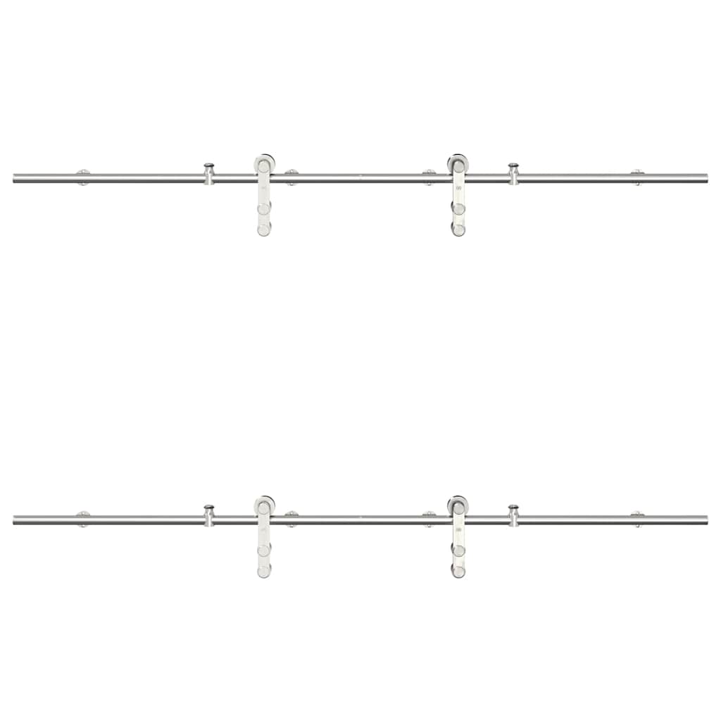 Schuifdeur onderdelenset 183 cm roestvrij staal zilverkleurig is nu te koop bij PeponiXL, paradijselijk wonen!