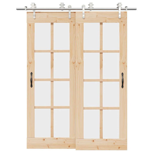 Schuifdeur onderdelenset 183 cm roestvrij staal zilverkleurig is nu te koop bij PeponiXL, paradijselijk wonen!