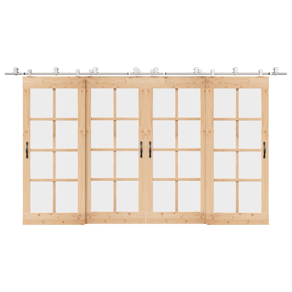 Schuifdeur onderdelenset 200 cm roestvrij staal zilverkleurig is nu te koop bij PeponiXL, paradijselijk wonen!