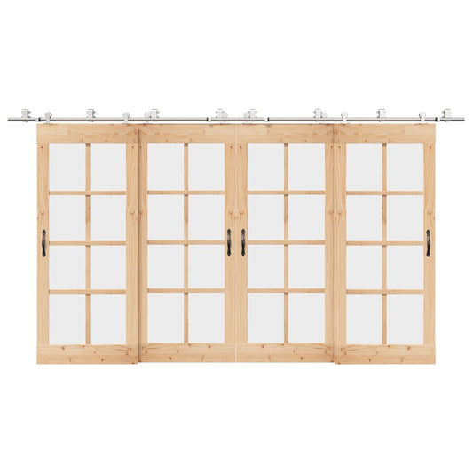 Schuifdeur onderdelenset 200 cm roestvrij staal zilverkleurig is nu te koop bij PeponiXL, paradijselijk wonen!